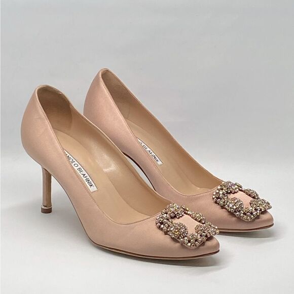 Manolo Blahnik Hangisi 70 Embellished Satin Pumps size 36 - Picture 2 of 13